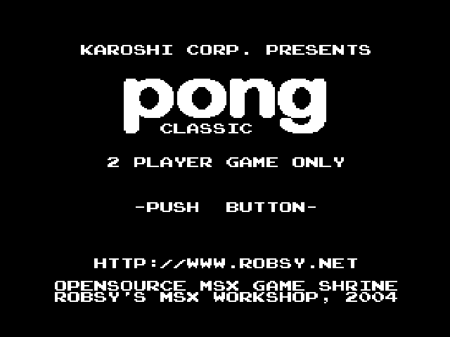 Pong Classic Title Screen